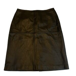 Clifford & Wills A-Line Leather Midi Skirt 12